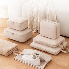 6 Pack Memory Fabric Compression Travel Bags, Waterproof Portable Luggage Organizers