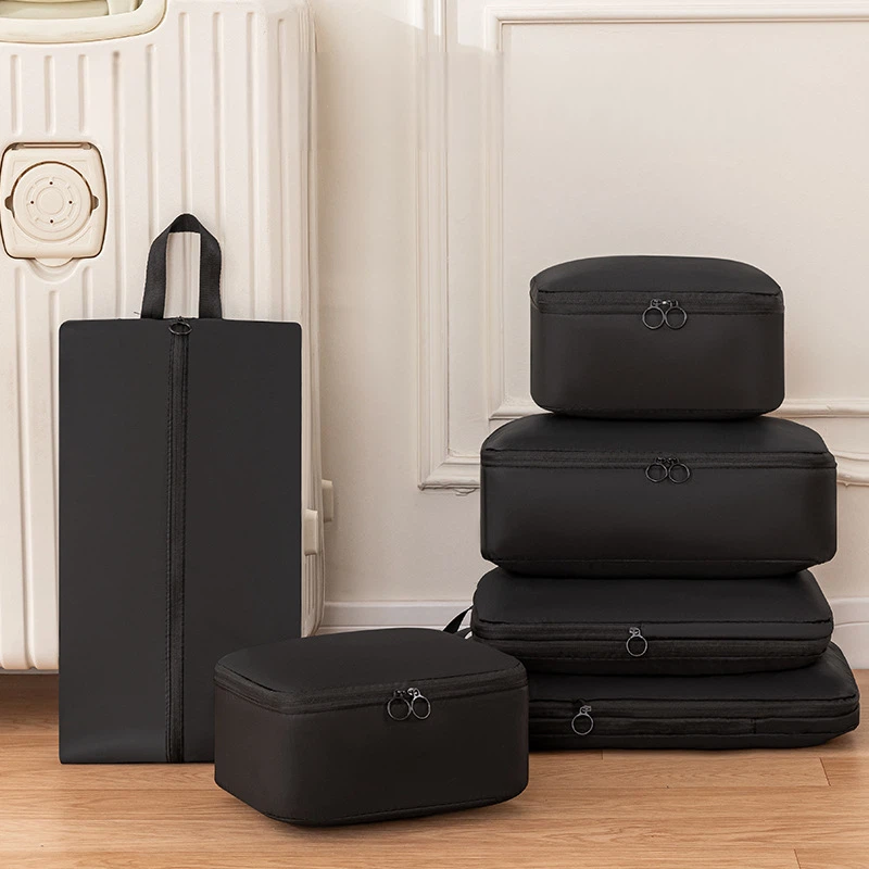 6 Pack Memory Fabric Compression Travel Bags, Waterproof Portable Luggage Organizers